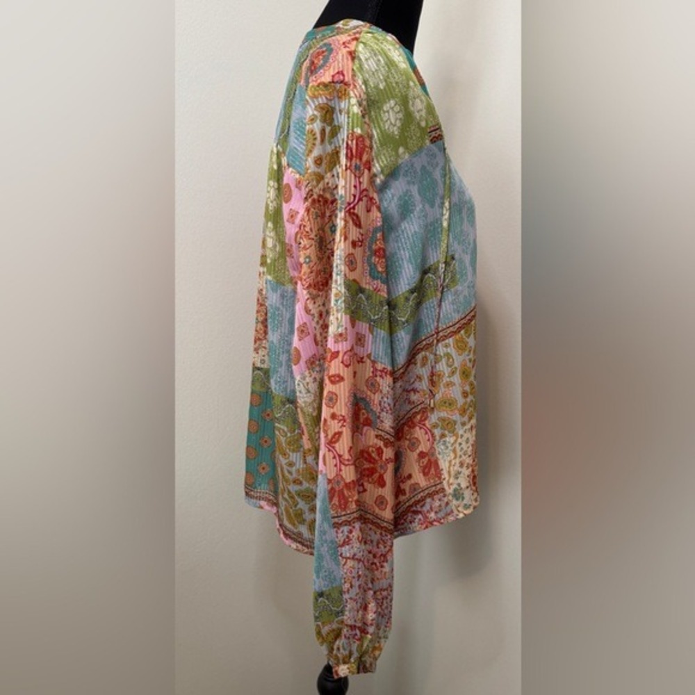 Madison D'amelie Peasant Patchwork Boho Blouse - image 2